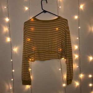 thin yellow long sleeved striped tee